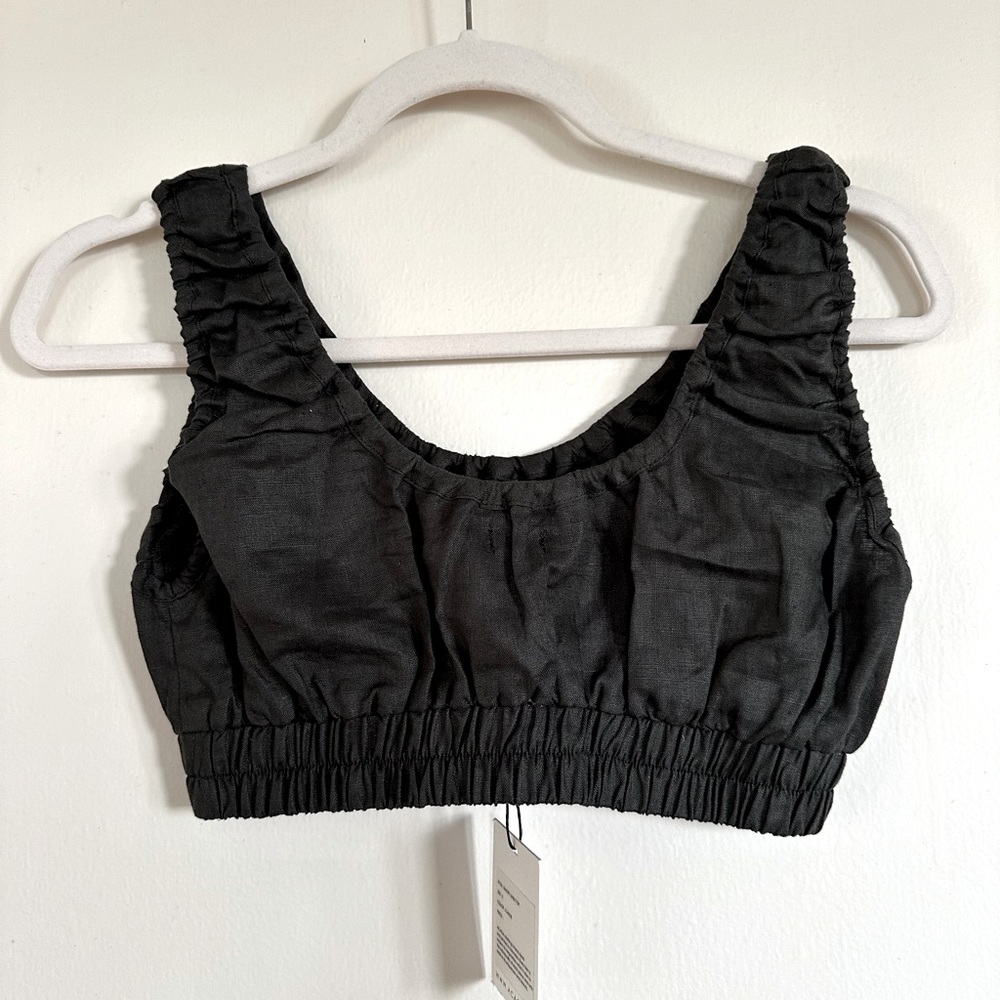 ACACIA Resort 2023 Emory Linen Top in Carob Dark Gray . Size S. - Picture 2 of 6